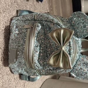 Loungefly Blue Sequin Backpack with Metallic Bow